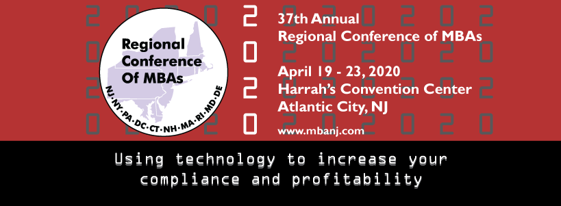 2020 Regional Conference of MBAs logo with black, white, and red colors
