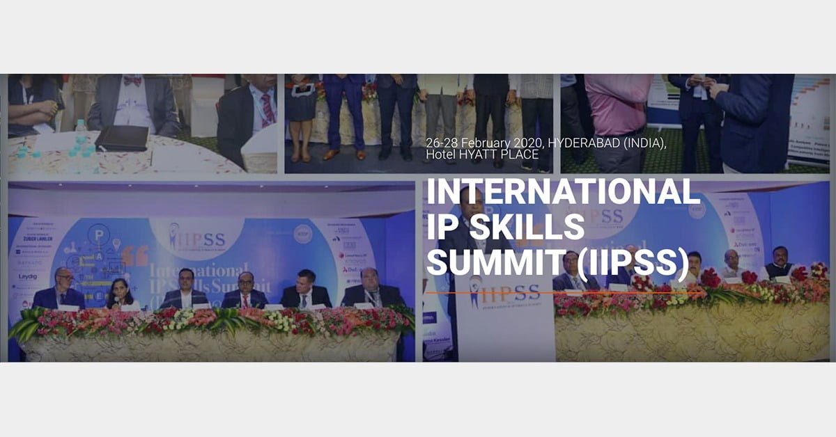 International IP Skills Summit logo with people speaking in the back