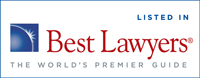 Logo of Best Lawyers that reads the world's premier guide, colors include red, blue, and white