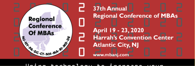 2020 Regional Conference of MBA's logo in dark red, black, and white colors