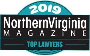 2019 Northern Virginia Magazine Top Lawyers badge: Colors are light blue, white, and black