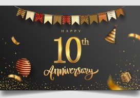 10th,Years,Anniversary,Design,For,Greeting,Cards,And,Invitation,,With