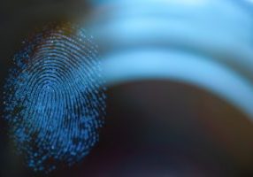 Fingerprint on glass, forensics, detective