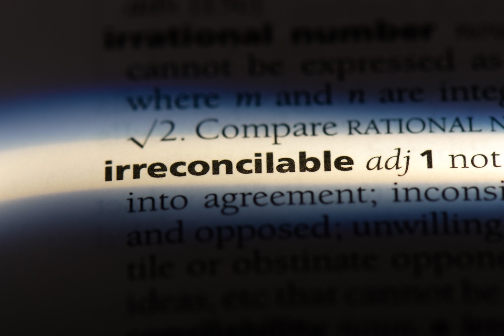irreconcilable word in a dictionary. irreconcilable concept.