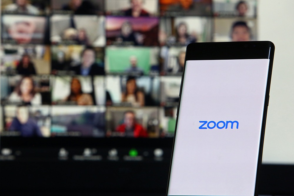 Smartphone showing Zoom Cloud Meetings app,