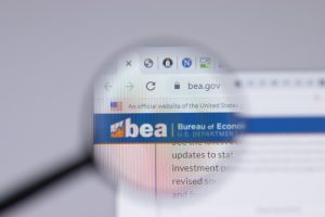 New York, USA - 26 April 2021: Bureau of Economic Analysis BEA bea.gov logo close-up on website page, Illustrative Editorial.