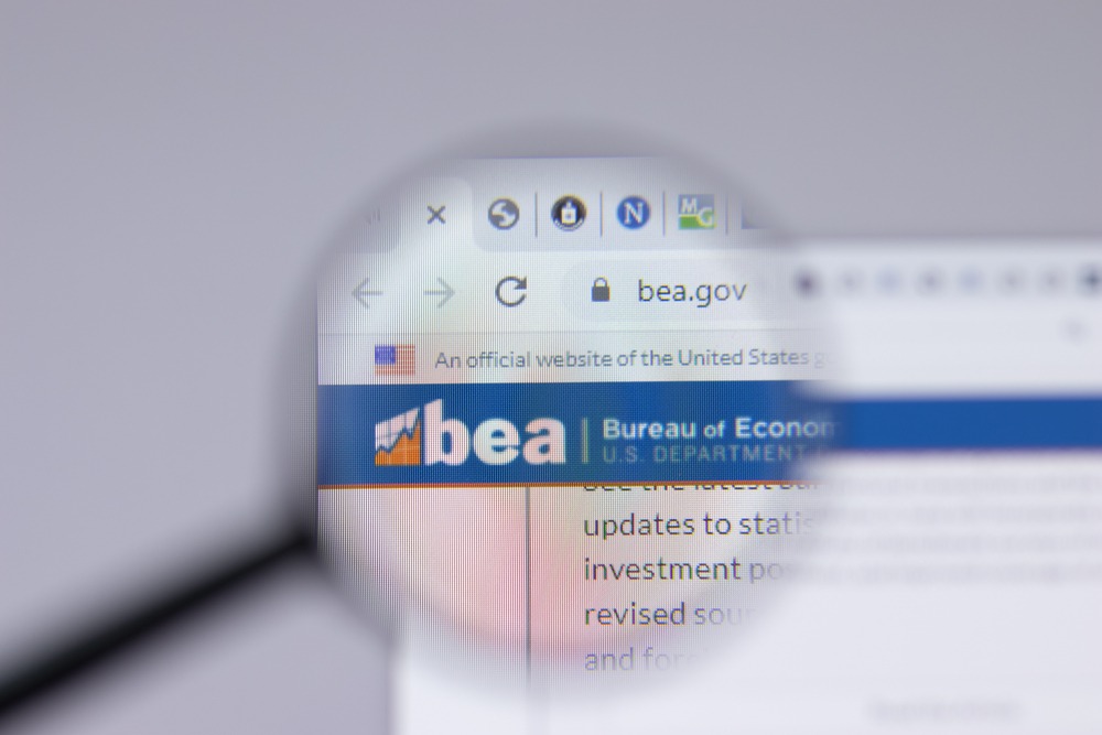 New York, USA - 26 April 2021: Bureau of Economic Analysis BEA bea.gov logo close-up on website page, Illustrative Editorial.