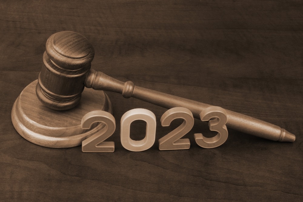 Judge gavel and numbers 2023.