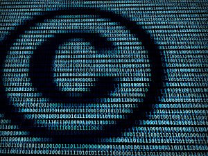 Copyright symbol in digital background