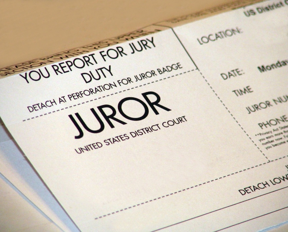 close-up of a Jury Duty Summons